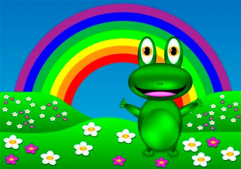 Green frog on the lawn Stock Illustration
