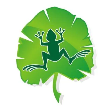 Green frog leaf logo 스톡 일러스트