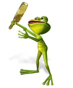 Green frog with magnifying イラスト素材