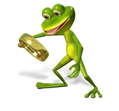 Green frog with magnifying Stock Illustration
