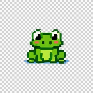 Green Frog Pixel Art Design Vector Stock Illustration