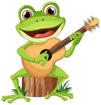Green Frog Playing Guitar Vector Stock Illustration