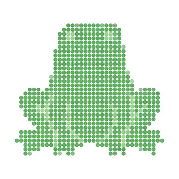 Green frog shape made of small gummy candy circles isolated on white backgr.. Stock Illustration