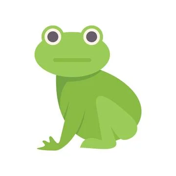 Green frog sitting and looking forward cartoon character Stock Illustration
