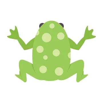 Green frog sitting back view raising arms up Stockillustratie