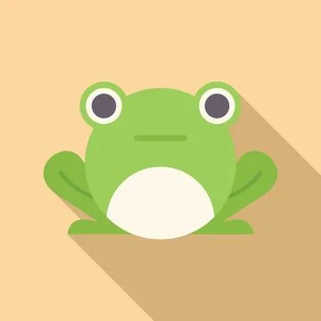 Green frog sitting down with long shadow Illustrazione stock