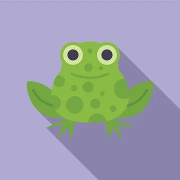 Green frog sitting with long shadow Illustrazione stock