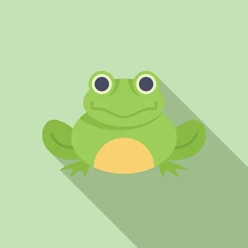 Green frog sitting with long shadow 스톡 일러스트