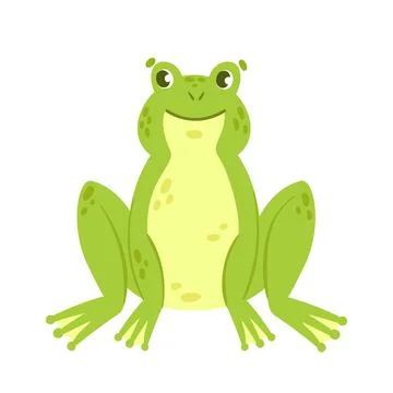 Green frog in sitting pose Illustrazione stock