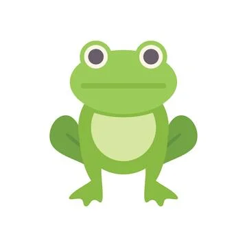 Green frog standing and looking forward cartoon character Stock Illustration