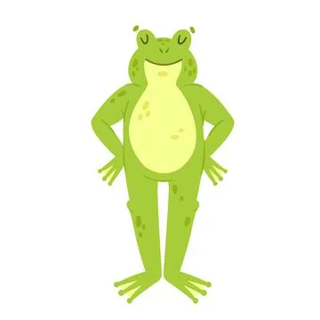 Green frog in standing pose Illustration