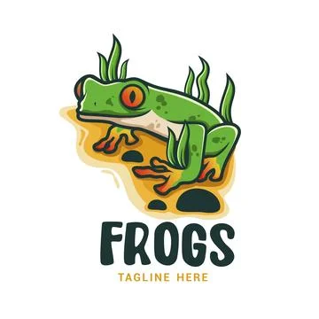 Green Frog Vector Logo Design Illustrazione stock