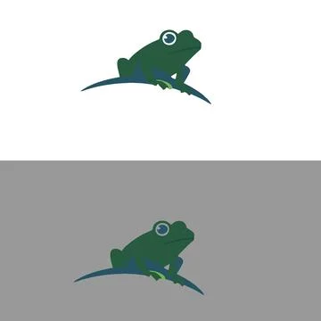 Green frog on a white logo design . Illustrazione stock