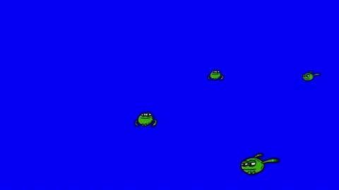 Green frogs jumping on blue background  for any decoration Stock Footage 225307843