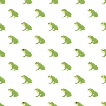 Green frogs seamless pattern on white background Stock Illustration