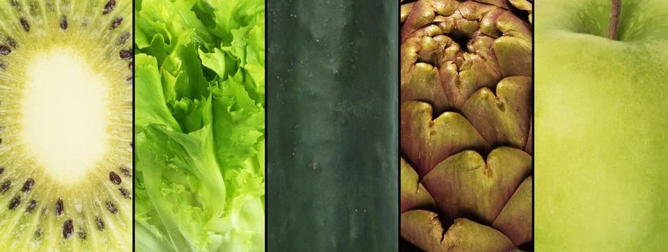 Green fruit collage Foto stock