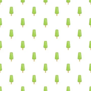 Green fruit ice cream pattern, cartoon style Stock Illustration