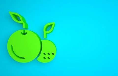 Green Fruit icon isolated on blue background. Minimalism concept. 3D render Stock Illustration