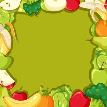 Green Fruit Theme A-Frame Border Template Stock Illustration