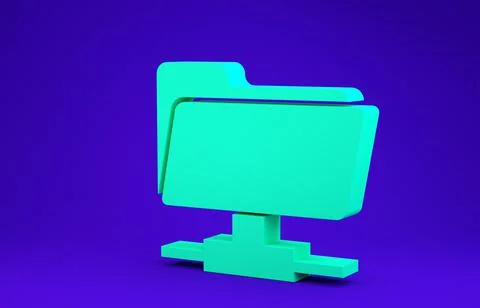 Green FTP folder icon isolated on blue background. Software update, transfer  스톡 일러스트