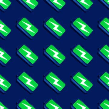 Green full battery Seamless pattern of a battery isolated on a blue backgroun Stock Illustration