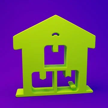 Green Full warehouse icon isolated on purple-blue background. Minimalism co.. Ilustración de archivo