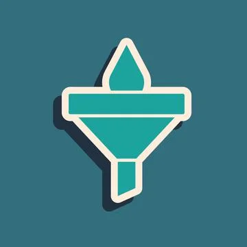Green Funnel or filter and motor oil drop icon isolated on green background Ilustração Stock