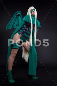 Green fury cosplay costume anime character Stock Photos