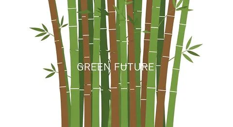 Green future concept, vibrant bamboo forest background with lush leaves, il.. Stock Illustration