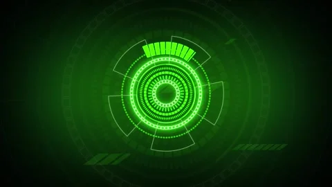 Green futuristic circular interface animation with rotating concentric ring.. Stock Footage 337364119