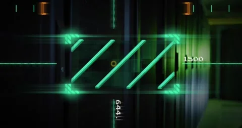 Green futuristic data processing animation over dark background with numbers Stock Footage 330175638