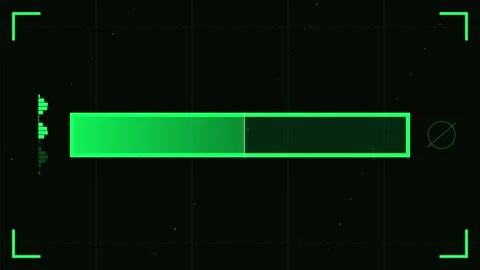 Green Futuristic HUD Display with Progress Bar and Sound Wave Stock Footage 346661421