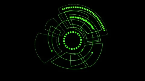 Green futuristic hud interface animation with rotating circular data displa.. Stock Footage 337364068