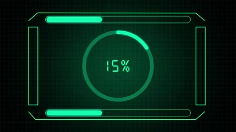 Green futuristic hud interface with circular progress bar and loading indic.. Stock Footage 337366343