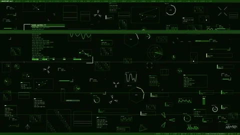 Green Futuristic HUD Interface with Tactical Telemetry Data Visualization a.. Stock Footage 334113868