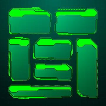 Green futuristic HUD, UI elements. Sci-fi user interface text boxes, callouts イラスト素材