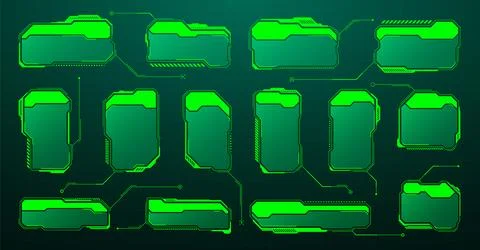 Green futuristic HUD, UI elements. Sci-fi user interface text boxes, callouts イラスト素材
