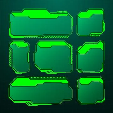 Green futuristic HUD, UI elements. Sci-fi user interface text boxes, callouts イラスト素材