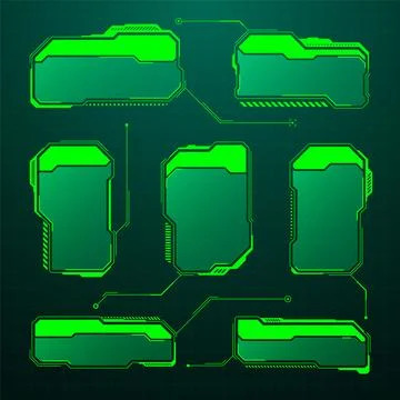 Green futuristic HUD, UI elements. Sci-fi user interface text boxes, callouts イラスト素材