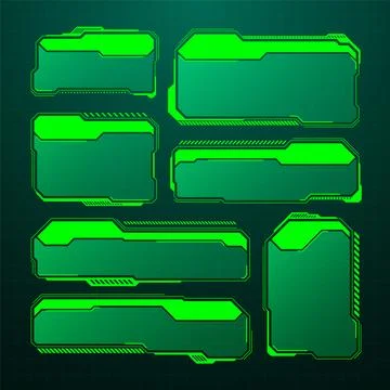 Green futuristic HUD, UI elements. Sci-fi user interface text boxes, callouts Stockillustratie