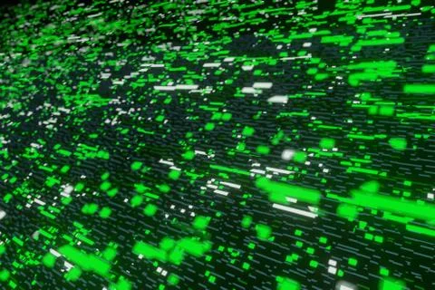 Green Futuristic Stream Data Communication Flying Into Digital Technologic 3d Illustrazione stock