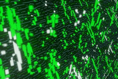 Green Futuristic Stream Data Communication Flying Into Digital Technologic 3d Stock Illustration