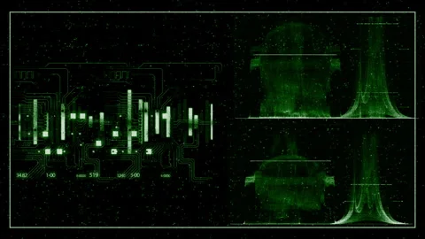 Green futuristic technology interface with data visualization Stock Footage 340544130
