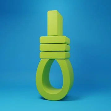 Green Gallows rope loop hanging icon isolated on blue background. Rope tied.. Stock Illustration