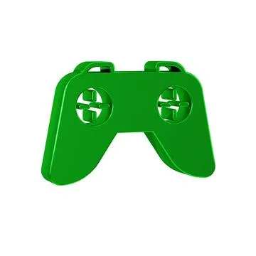 Green Game controller or joystick for game console icon isolated on transpa.. 库存插图