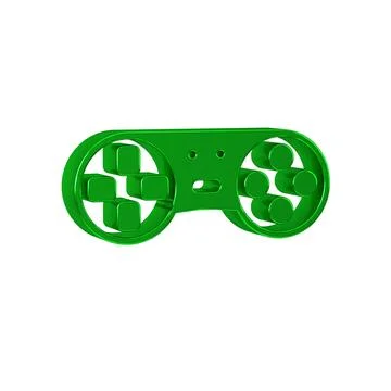 Green Game controller or joystick for game console icon isolated on transpa.. 库存插图