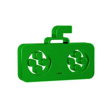 Green Game controller or joystick for game console icon isolated on transpa.. 库存插图