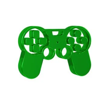 Green Game controller or joystick for game console icon isolated on transpa.. 库存插图