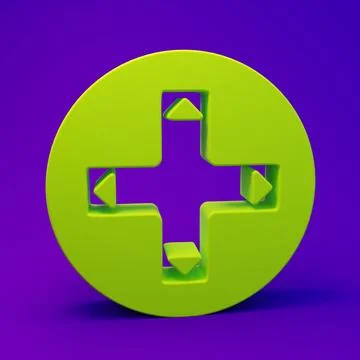 Green Game controller or joystick for game console icon isolated on purple-.. Stock Illustration