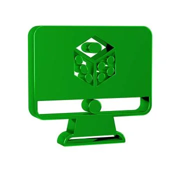 Green Game dice icon isolated on transparent background. Casino gambling. Illustration